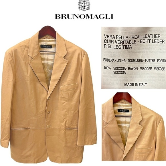 BRUNO MAGLI 100%Leather buttery soft,Latte color, lightweight,sz 46 Italy/L US - Picture 1 of 17